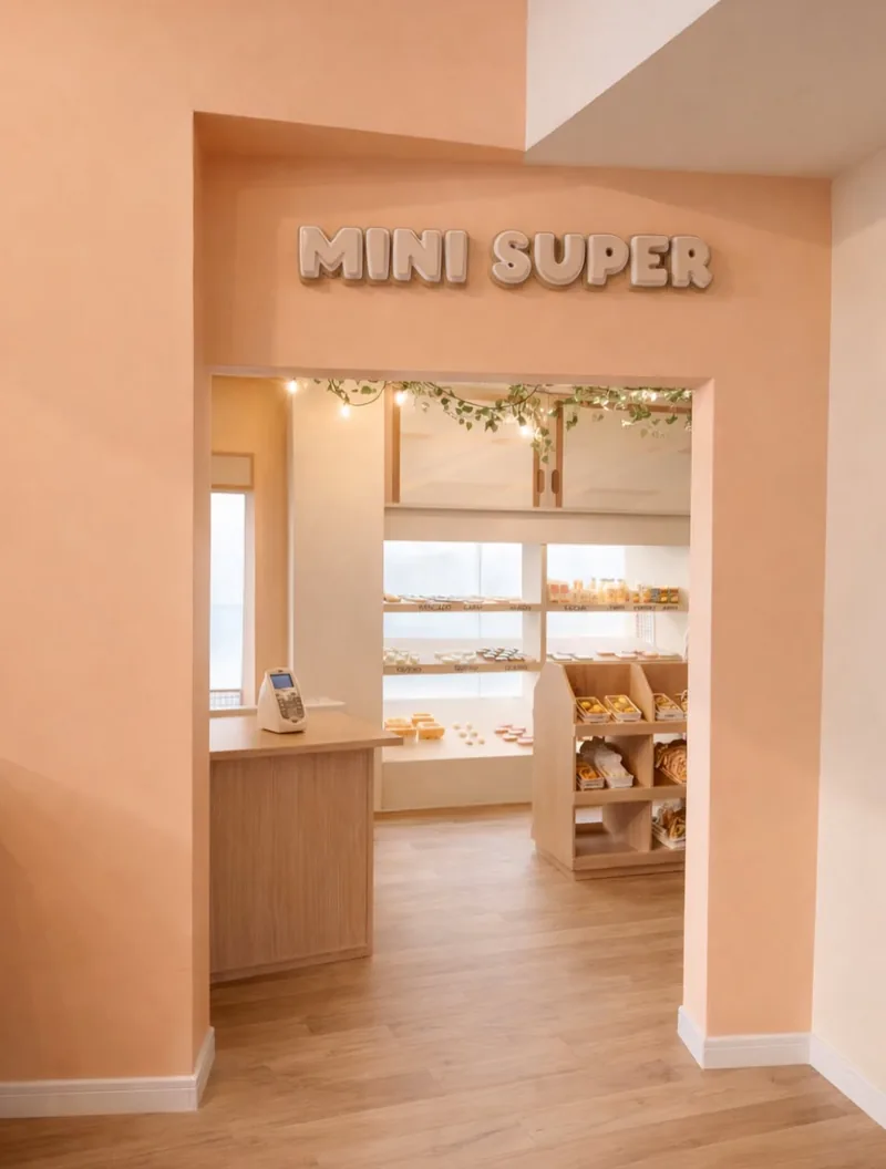 Mini Súper con caja registradora y anaqueles de productos de juguete